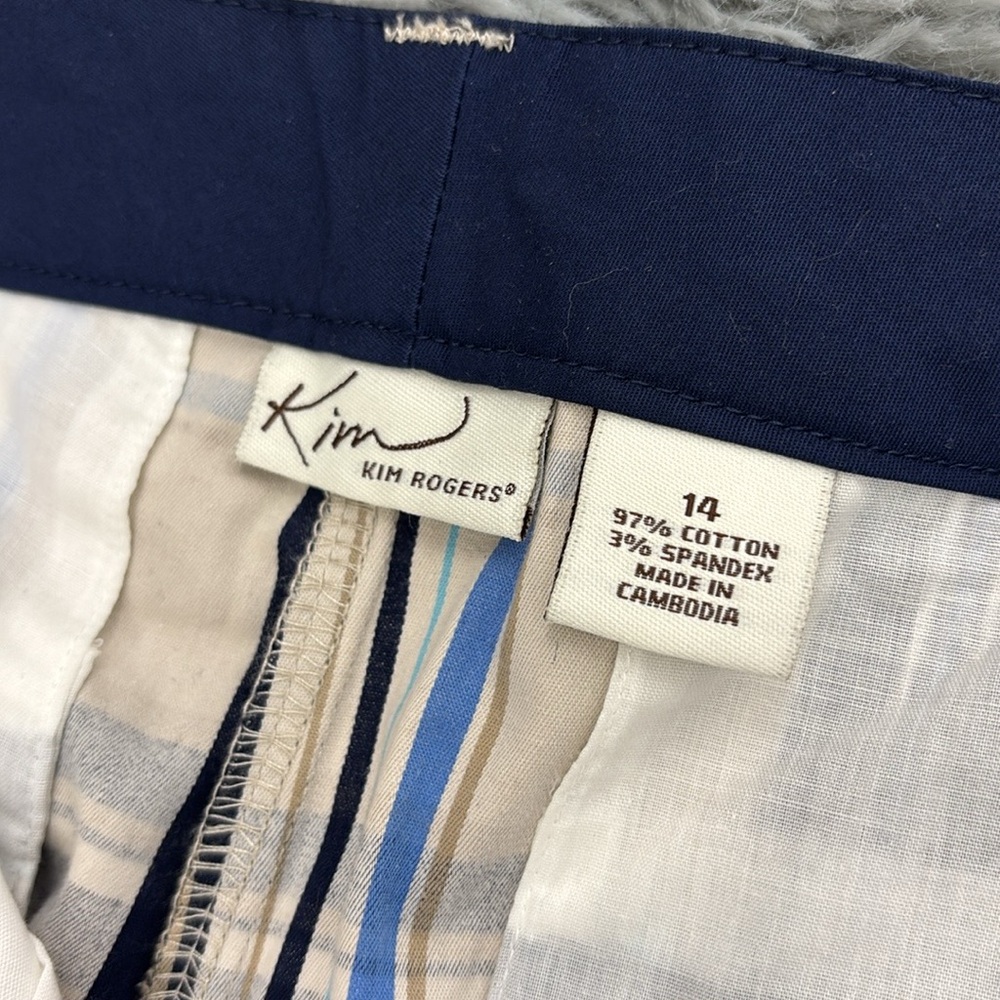 NWT Kim Rogers Blue Tan and White Plaid Shorts with Belt Casual Plus Women’s 14